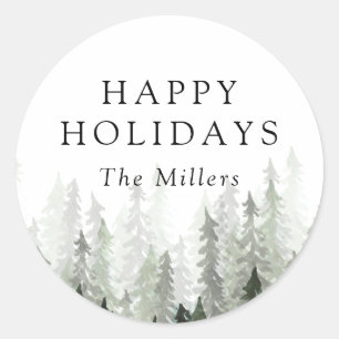 Pine Forest Holiday Classic Round Sticker