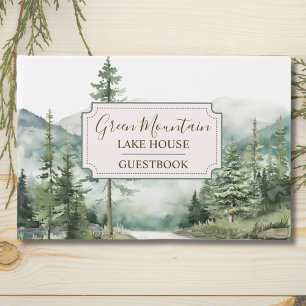 Pine Forest Lake Landcape House Cabine Livre d'or
