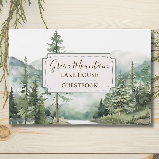 Pine Forest Lake Landcape House Cabine Livre d'or (In situ)