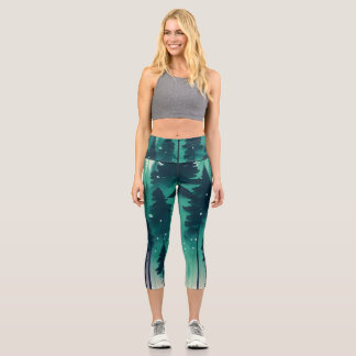 Pine Forest Landscape Capri Leggings