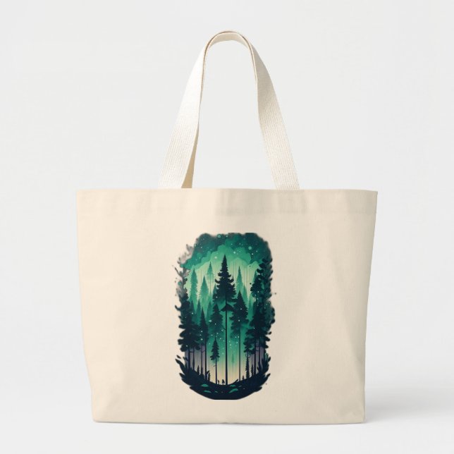 Pine Forest Landscape Jumbo Tote (Front)