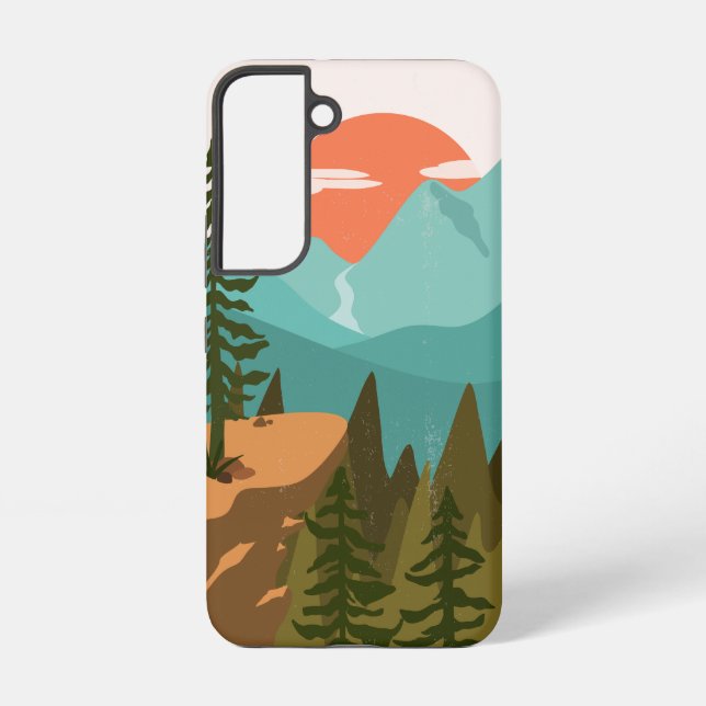 Pine Forest, Mountains, and Sunrise Samsung Galaxy S22 Case (Back)