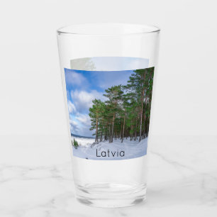 Pine forest near sea coast in Latvia Glass