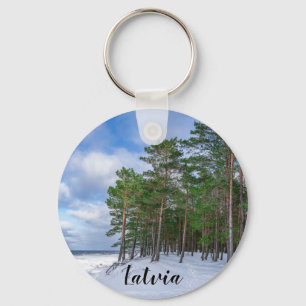Pine forest near sea coast in Latvia Keychain
