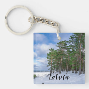 Pine forest near sea coast in Latvia Keychain