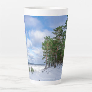 Pine forest near sea coast in Latvia Latte Mug