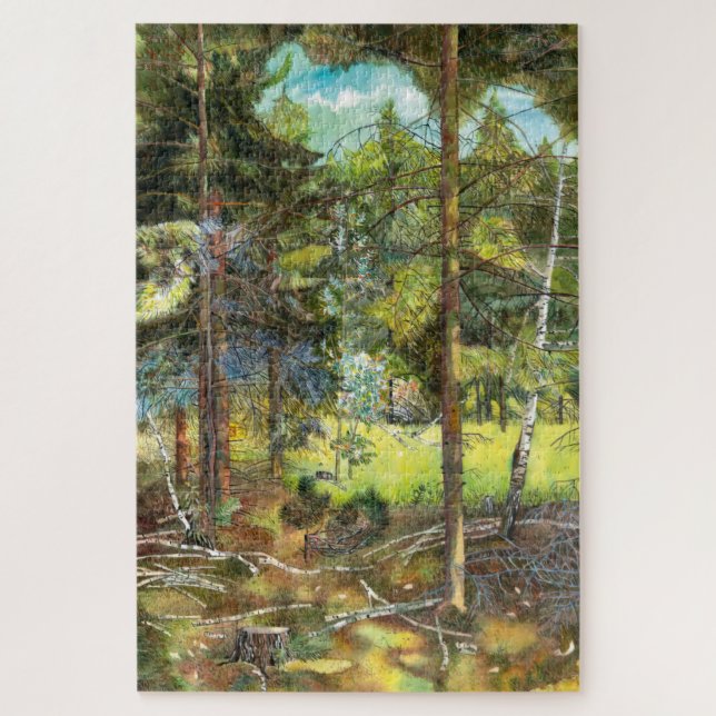 Pine forest painting  watercolor jigsaw puzzle (Vertical)