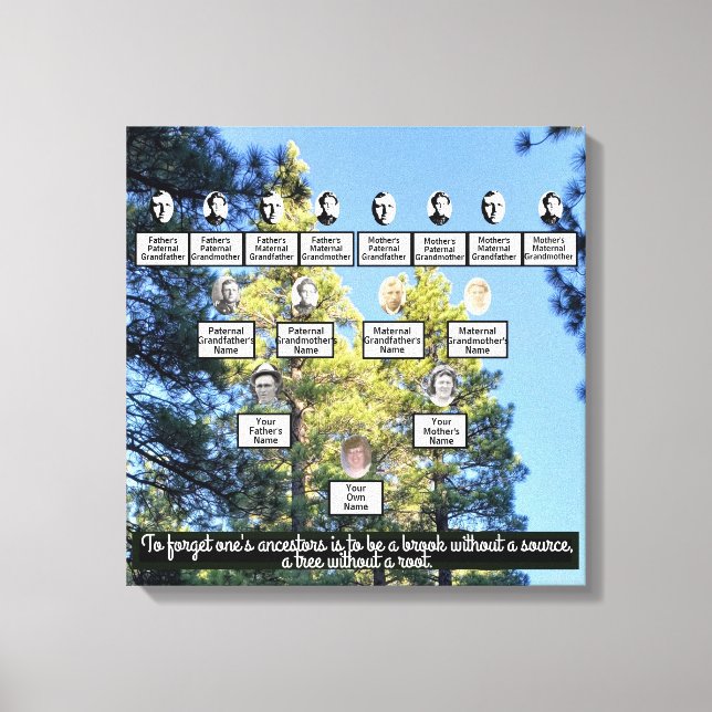 Pine Forest Photo Family Tree 4 Generation Canvas Print (Front)