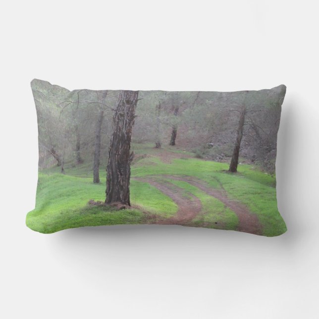 Pine Forest Road Lumbar Pillow (Front)