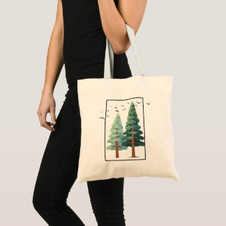  Pine Forest Trees Minimalist Nature Illustration Tote Bag
