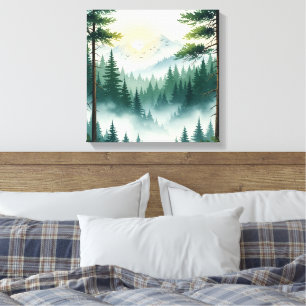 Pine Forest watercolor Canvas Print