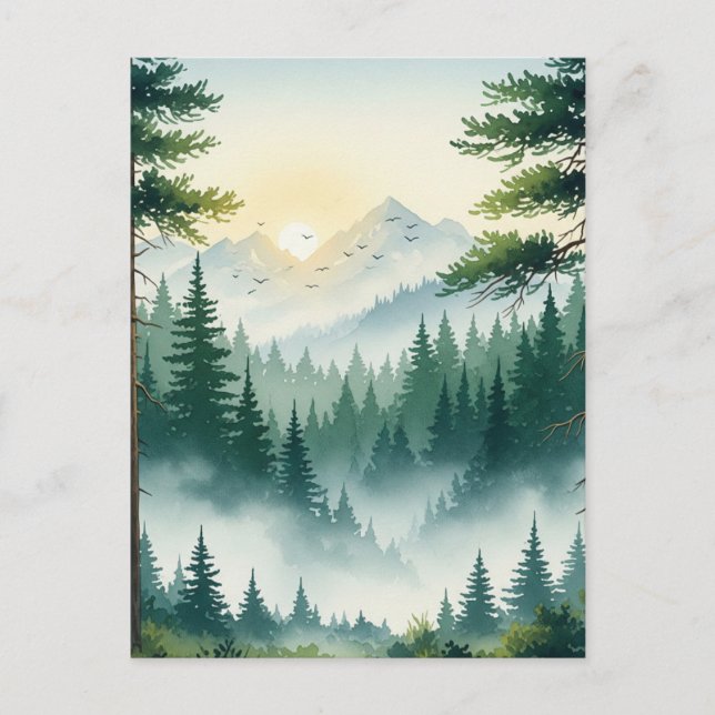 Pine Forest watercolor Postcard (Front)