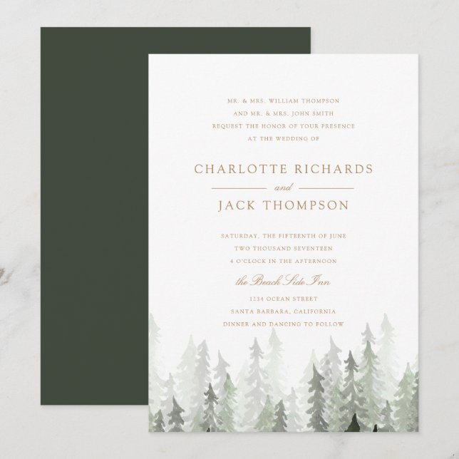 Pine Forest Wedding Invitation (Front/Back)