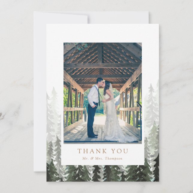 Pine Forest Wedding Thank You Card (Front)
