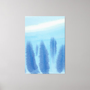 Pine Forest Winter Trees Lilac Blue Watercolor Canvas Print
