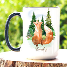 Pine Forest Woodland Fox Cottagecore Watercolor