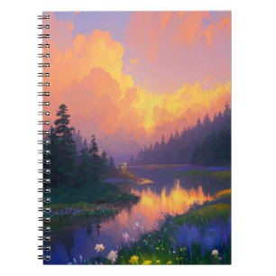 Pine Forest's Sunset Embrace Notebook