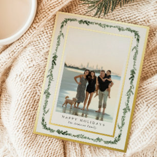 Pine Frame Photo Foil Holiday Card
