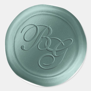 Pine Green Calligraphy Monogram Wax Seal Stickers