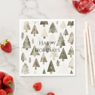 Pine Green Cream Christmas Trees Napkin