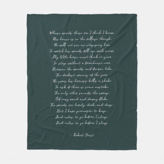 Pine Green Custom Poem Song Lyric Quote  Fleece Blanket (Front)