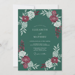 Pine Green Dignified Winter Wedding Invitation
