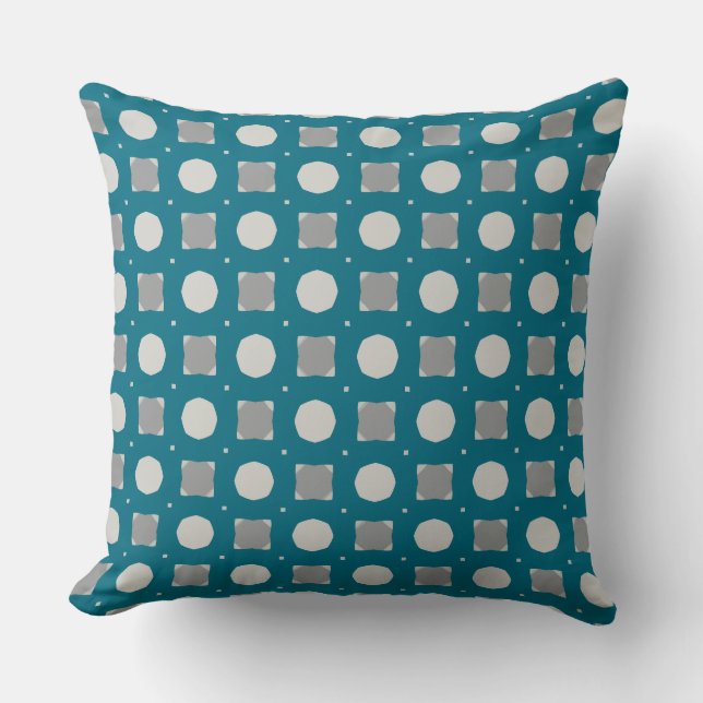 Pine Green Draught Circle and Square  Throw Pillow (Front)