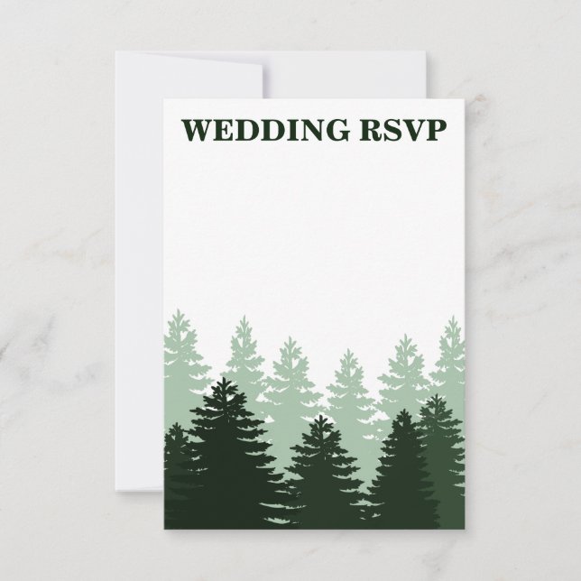 Pine Green Enchanted Forest Wedding Cartes RSVP (Devant)