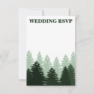 Pine Green Enchanted Forest Wedding RSVP Cards