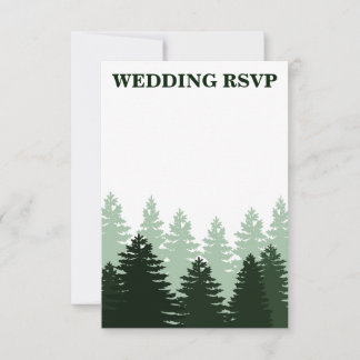 Pine Green Enchanted Forest Wedding RSVP Cards
