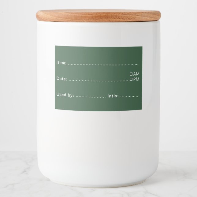 Pine Green Étiquettes alimentaires personnalisés p (Devant)