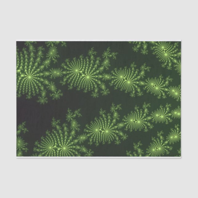 Pine Green Fractal Art Design Tissue Paper (Front)