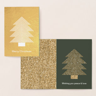 Pine Green Gold Glitzy Glitter Christmas  Foil Card