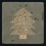 Pine Green Gold Glitzy Glitter Christmas Tree     Stone Coaster<br><div class="desc">Pine Green Gold Glitzy Glitter Christmas Trees</div>