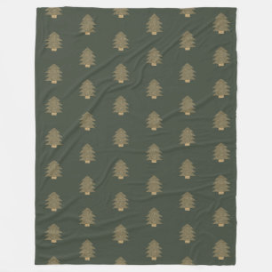 Pine Green Gold Glitzy Glitter Christmas Trees Fleece Blanket