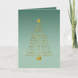 Pine Green Gold Inspirational Christmas Tree   Card