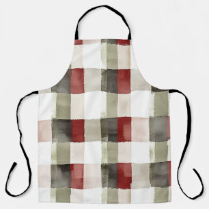 Pine Green Ivory Red Stripes Apron