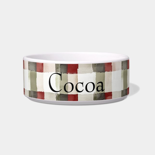 Pine Green Ivory Red Stripes  Bowl (Front)