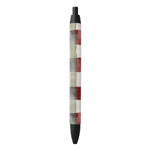 Pine Green Ivory Red Stripes Christmas Black Ink Pen