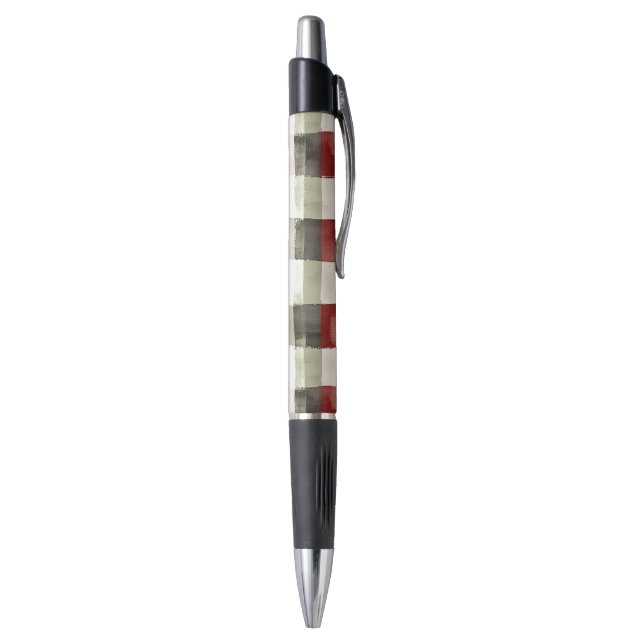 Pine Green Ivory Red Stripes Christmas Pen (Bottom (Vertical))
