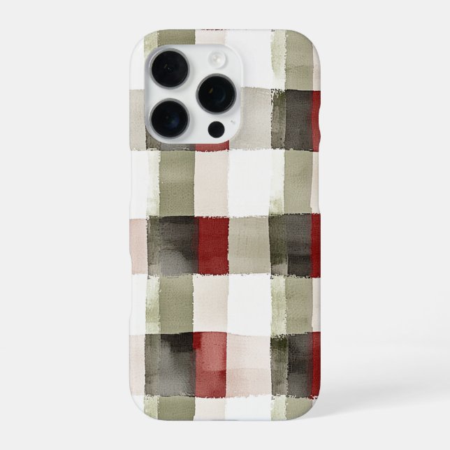 Pine Green Ivory Red Stripes  iPhone Case (Back)