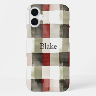 Pine Green Ivory Red Stripes   iPhone 16 Plus Case