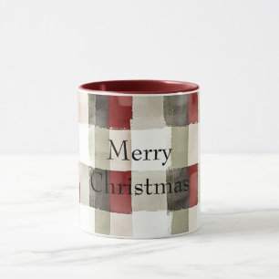 Pine Green Ivory Red Stripes  Mug