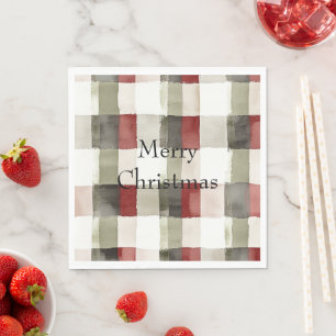 Pine Green Ivory Red Stripes Napkin