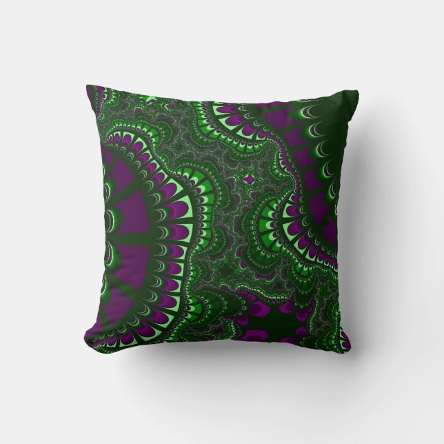 Pine Green Remix Throw Pillow (Front)