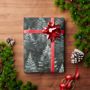 Pine Green Trees Christmas Wrapping Paper