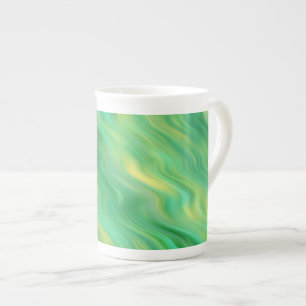 Pine Green Wavy Texture Bone China Mug