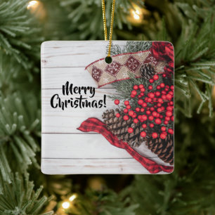 Pine & Holly Collection Ceramic Ornament
