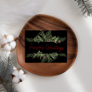 Pine Holly Script Vacances Affaires Carte de Noël