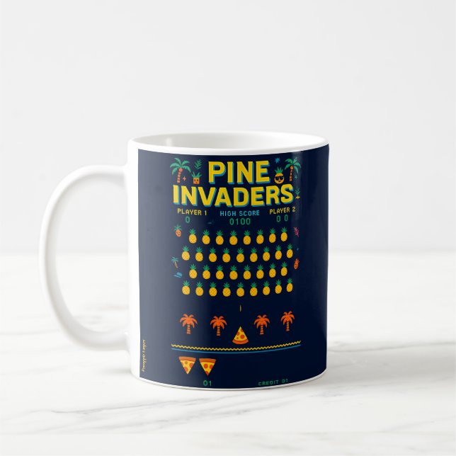 Pine Invaders-Pineapple Empire Retro Games Series Coffee Mug (Left)